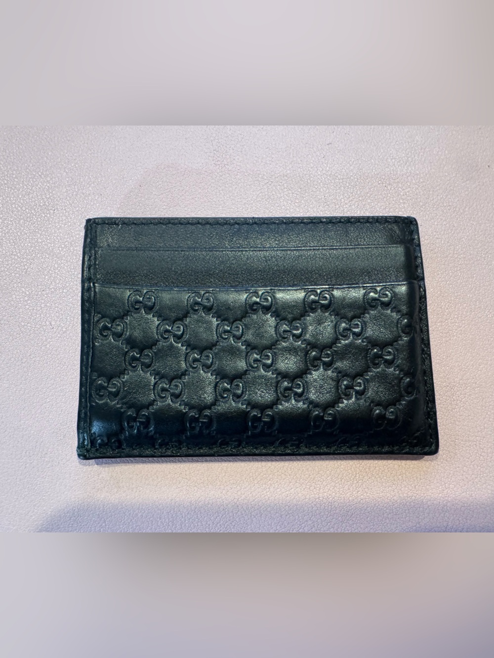 Gucci Black Embossed GG Leather Card Holder
